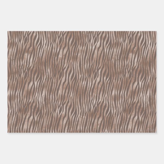 Brown Zebra Blush Peach Ombre Geschenkpapier Set (Vorderseite 3)
