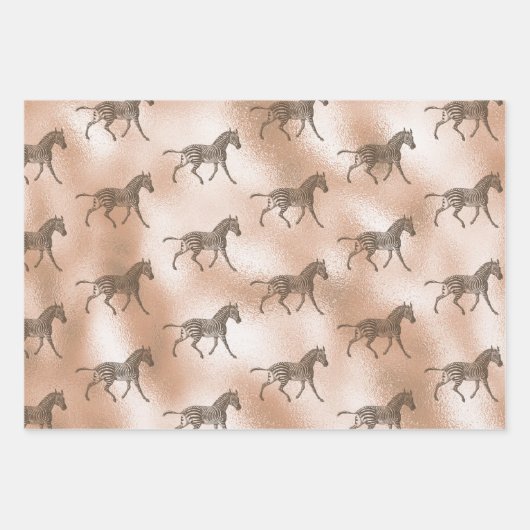 Brown Zebra Blush Peach Ombre Geschenkpapier Set (Vorderseite 2)
