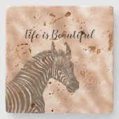 Brown Zebra Blush Peach Ombre Steinuntersetzer (Vorderseite)