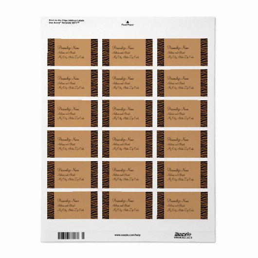 Brown Zebra Labels Adressaufkleber (Vorne)