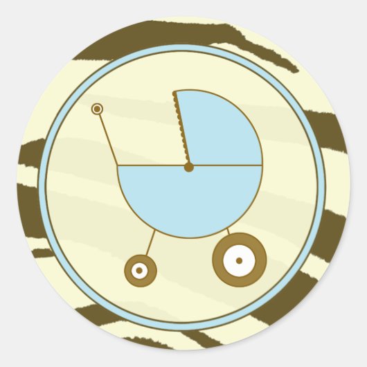 Brown Zebra Print and Blue Baby Carriage Sticker (Vorderseite)