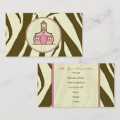 Brown Zebra Print / Pink Teacher Business Card Visitenkarte (Vorne/Hinten)