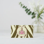 Brown Zebra Print / Pink Teacher Business Card Visitenkarte (Stehend Vorderseite)