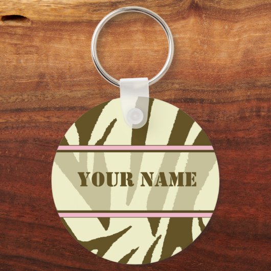 Brown Zebra Print Schlüsselanhänger (Vorderseite)