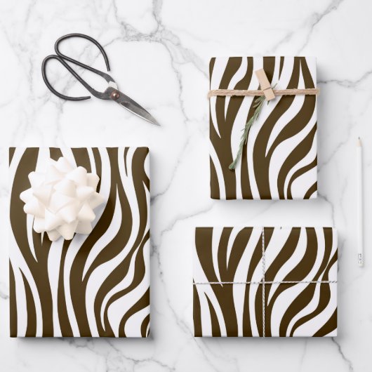 Brown Zebra Skin Print Geschenkpapier Set (Vorderseite)