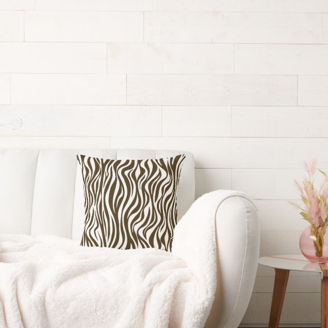 Brown Zebra Skin Print Kissen (Liege)