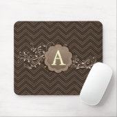 Brown Zickzack auf Leinwand mit Monogramm Mousepad (Mit Mouse)
