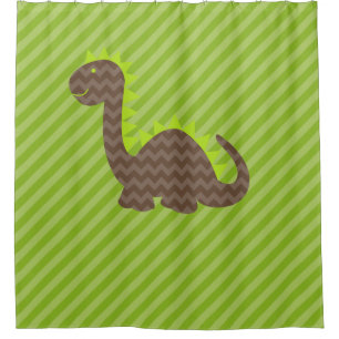 Brown Zickzack Dragon on Green Strip Duschvorhang