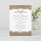 Brown Zigzag Bridal Dusche Einladungen (Stehend Vorderseite)