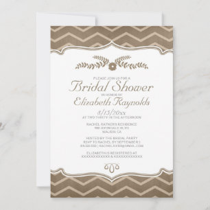 Brown Zigzag Bridal Dusche Einladungen