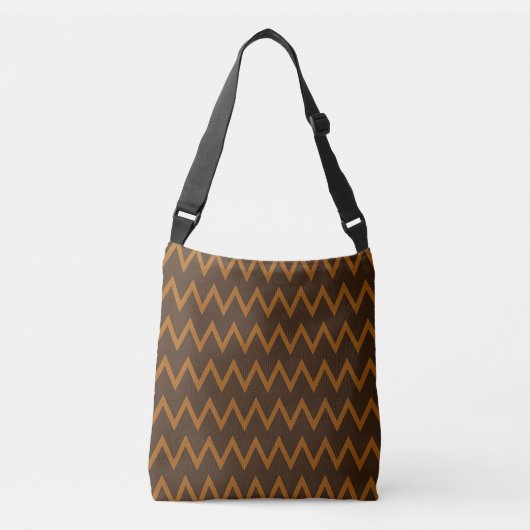 Brown Zigzag Crossbody Bag Tragetaschen Mit Langen Trägern (Vorderseite)