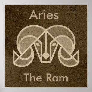 Brown Zodiac Aries, The Ram, Horoskop Poster