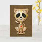 Brown Zombie Sugar Kitten Karte (Gelbe Blume)