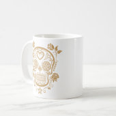 Brown-Zuckerschädel mit Rosen Kaffeetasse (Vorderseite Links)