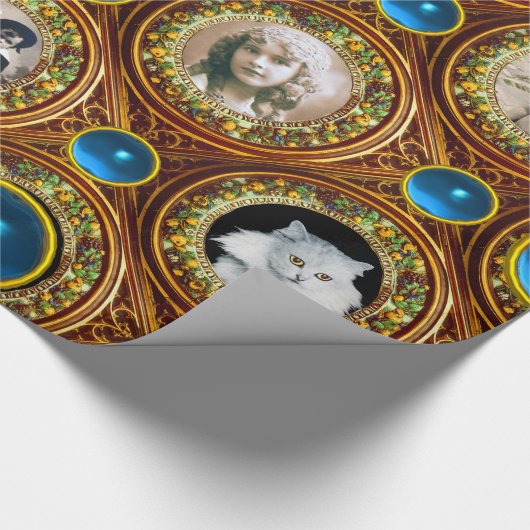 BROWNE FLORAL CHRISTMAS KROWN, BLUE GEM FOTO FRAME GESCHENKPAPIER (Ecke)