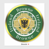 Browne Irish Shield & Celtic Cross Personalisiert Aufkleber (Blatt)