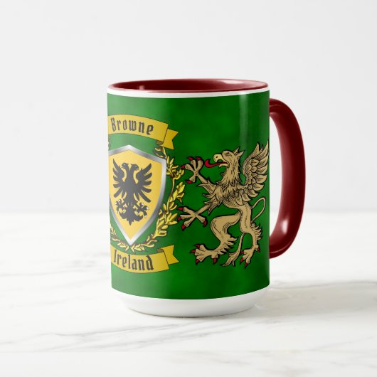 Browne Irish Shield & Griffins Personalisiert Tasse (VorderseiteRechts)