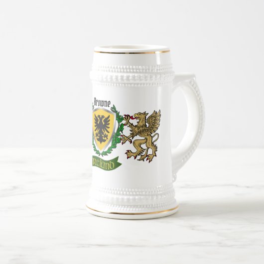 Browne Irish Shield Personalisiert Bierglas (VorderseiteRechts)
