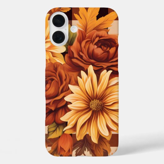 BROWNE KARIERTES MUSTER MIT FALL-ASTER-BLUME Case-Mate iPhone HÜLLE (Rückseite)