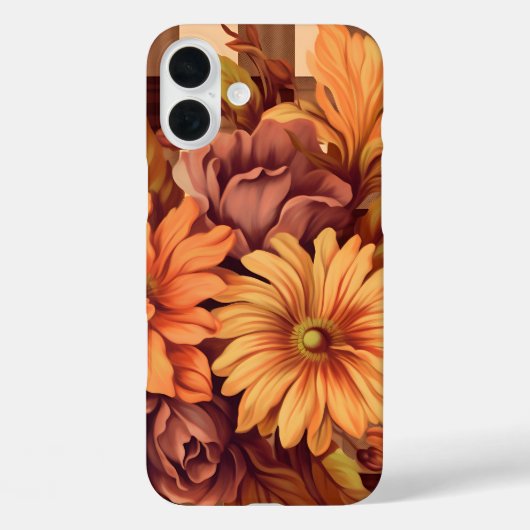 BROWNE KARIERTES MUSTER MIT FALL-ASTER-BLUME Case-Mate iPhone HÜLLE (Rückseite)