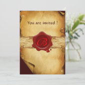 BROWNENPARKPLATZ, ROTES WAX-SIEGEL-MONOGRAMM EINLADUNG (Stehend Vorderseite)