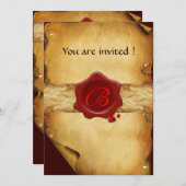 BROWNENPARKPLATZ, ROTES WAX-SIEGEL-MONOGRAMM EINLADUNG (Vorne/Hinten)