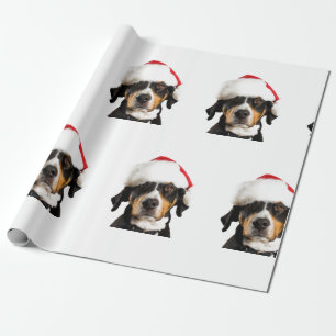 BROWNER HUND MIT Weihnachtsmannmütze CHRISTMAS GIF Geschenkpapier