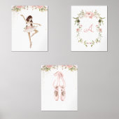 Brownette Ballerina druckt rötlich-rosa Mädchenzim Bilderwand Sets (Vorderseite)
