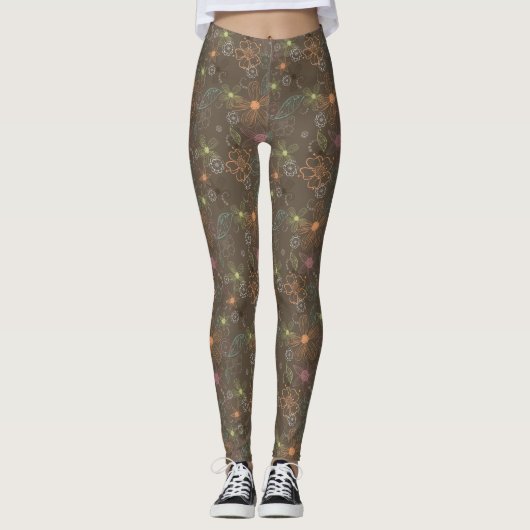 Brownflüchtige BlumenLeggings Leggings (Vorderseite)