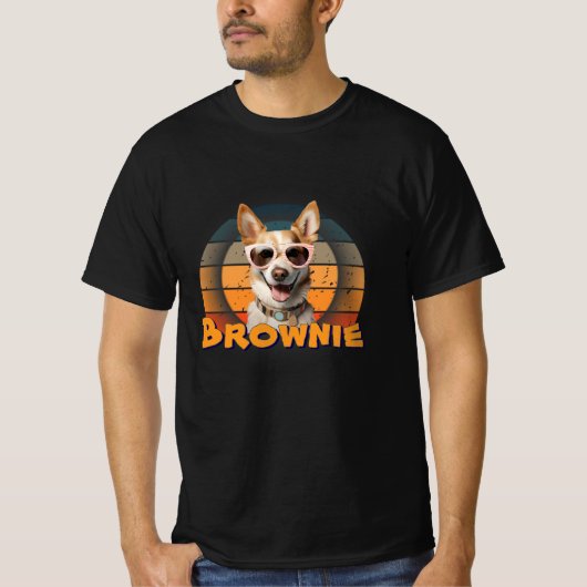 Brownie der Coole Hund - Retro Sonnenbrille Pup T-Shirt (Vorderseite)