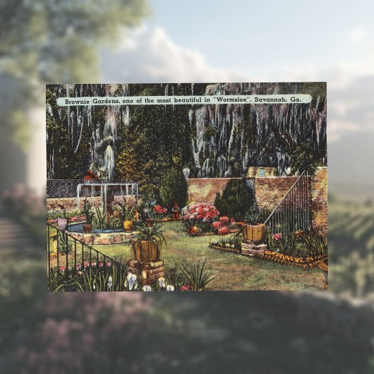 Brownie Gardens Wormsloe Savannah GA retro Postkarte