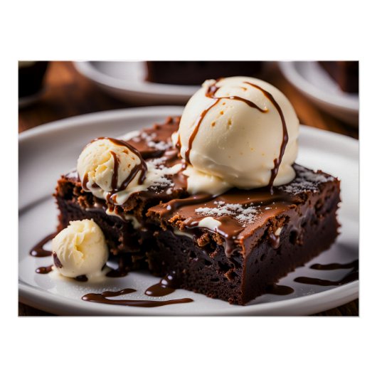 Brownie mit Eiscreme oben Poster (Vorderseite)