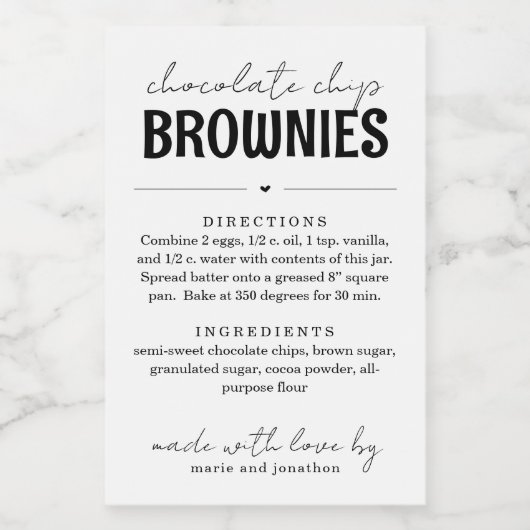 Brownie Mix in einem Jar-Geschenk Lebensmitteletikett (Einzelnes Label)