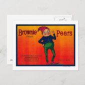 Brownie Pear Crate Label Postkarte (Vorne/Hinten)