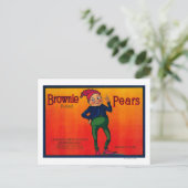 Brownie Pear Crate Label Postkarte (Stehend Vorderseite)