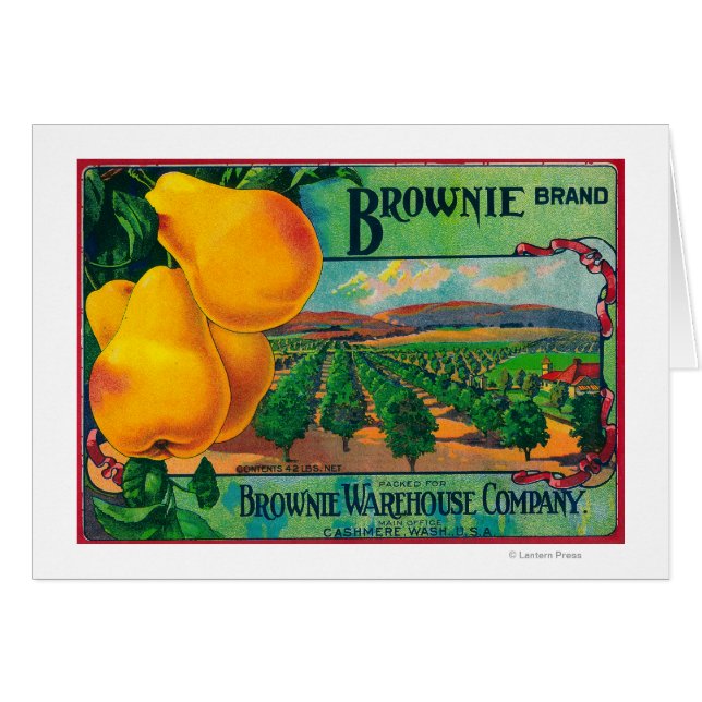 Brownie Pear Crate LabelCashmere, WA (Vorderseite (Horizontal))