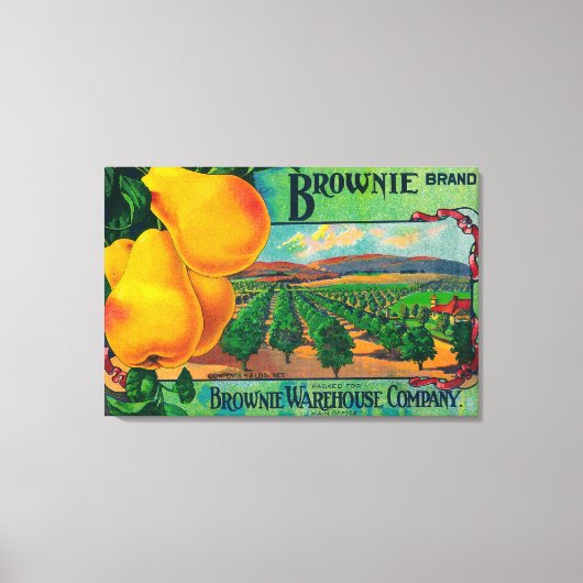 Brownie Pear Crate LabelCashmere, WA Leinwanddruck (Vorderseite)