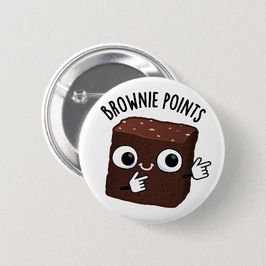 Brownie Points Funny Snack Pun  Button (Vorne & Hinten)