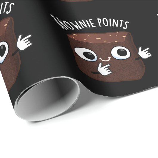 Brownie Points Funny Snack Pun Dark BG Geschenkpapier (Rolleneckpunkt)