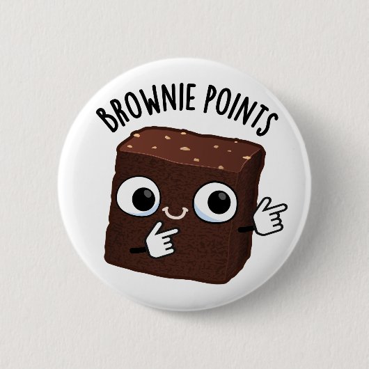 Brownie-Punkte Lustiger Snack-Wortwitz Button (Vorderseite)