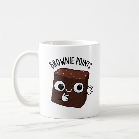 Brownie-Punkte Lustiger Snack-Wortwitz Kaffeetasse (Links)