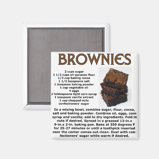 Brownie Recipe Magnet (Vorderseite/Rückseite)