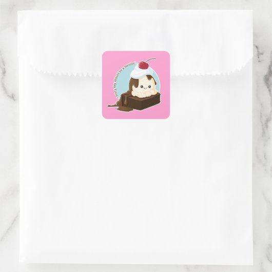 Brownie Sundae Quadratischer Aufkleber (Tasche)