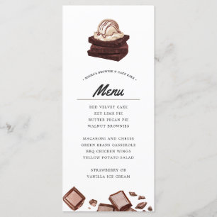 Brownie und Cake Bake   Themen-Menü Menükarte