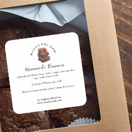 Brownie-Wasserfarbe-Minimalist-Bäckerei-Zutat Quadratischer Aufkleber