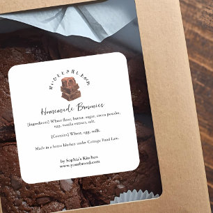 Brownie-Wasserfarbe-Minimalist-Bäckerei-Zutat Quadratischer Aufkleber