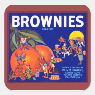 Brownies Brand California Orange Quadratischer Aufkleber