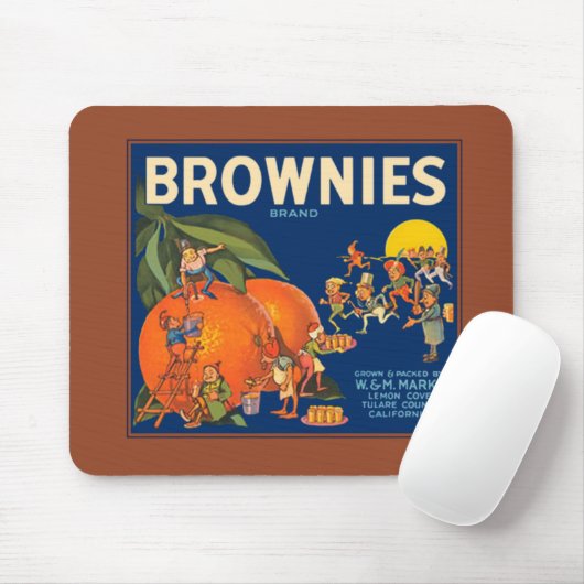 Brownies Brand Orange Crate Label Mousepad (Mit Mouse)