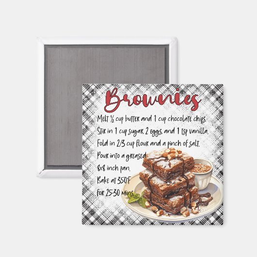 Brownies Recipe Magnet (Vorderseite/Rückseite)
