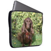 Brownlanghaarige MiniaturDackel Laptopschutzhülle (Vorne Rechts)